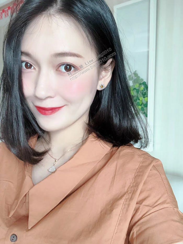 Bvlgari飾品 寶格麗虎眼石紐扣耳釘 s925純銀材質  zgbq3122